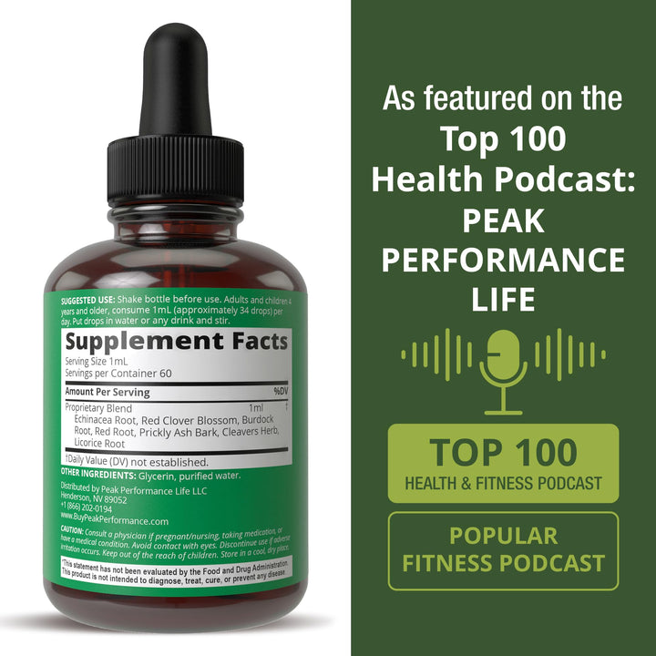 Peak Performance Lymphatic Drainage Drops, Sugar Free