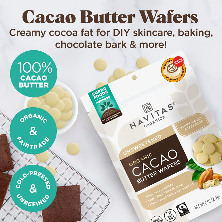 Navitas Organics Cacao Butter Wafers, 8 oz