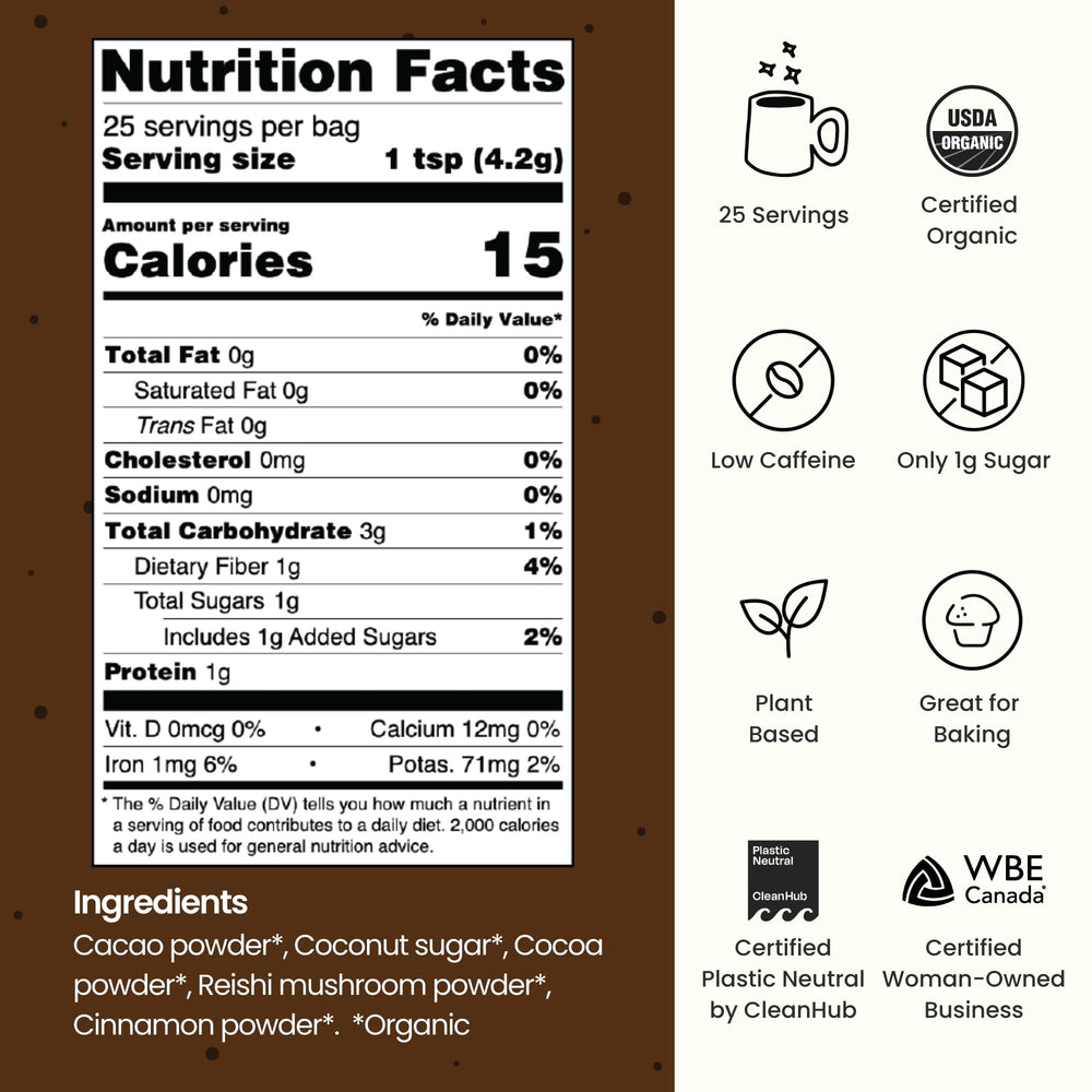 Blume Superfood Latte, Reishi Hot Cacao Powder, 25 Count