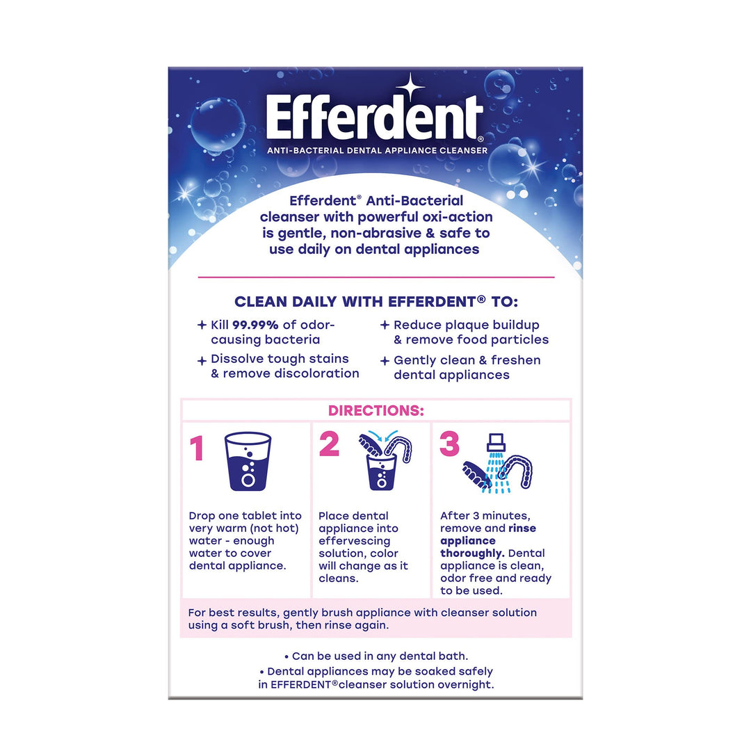 Efferdent Original Anti-Bacterial Denture Cleanser Tablets, 102 Count