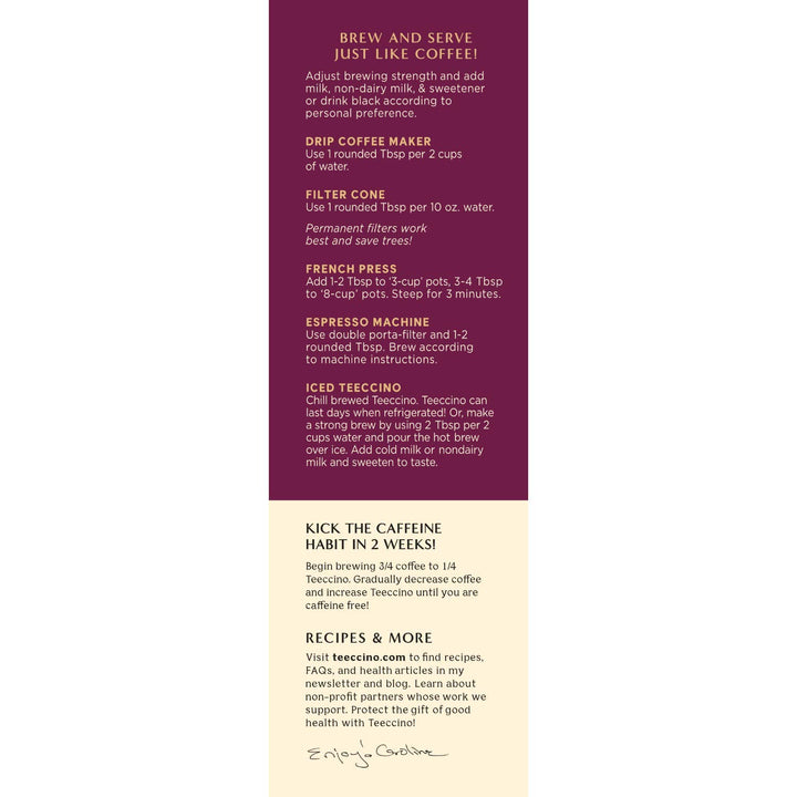 Teeccino Hazelnut Chicory Herbal Coffee, Medium Roast, 11 oz