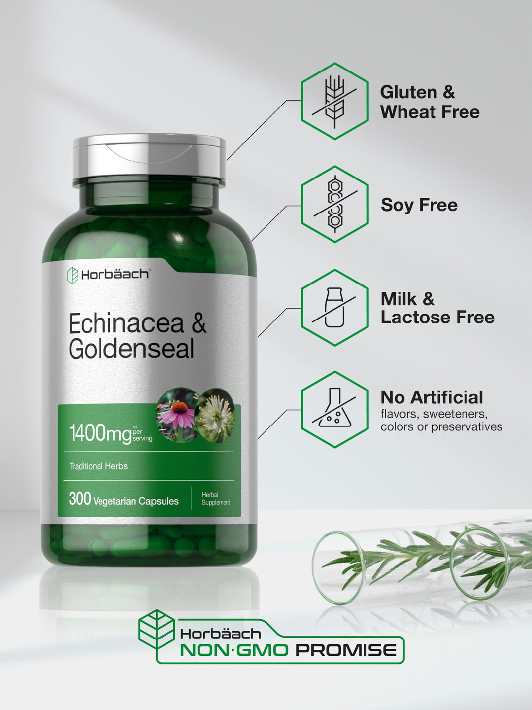 Horbäach Echinacea Goldenseal Supplement, 300 Count