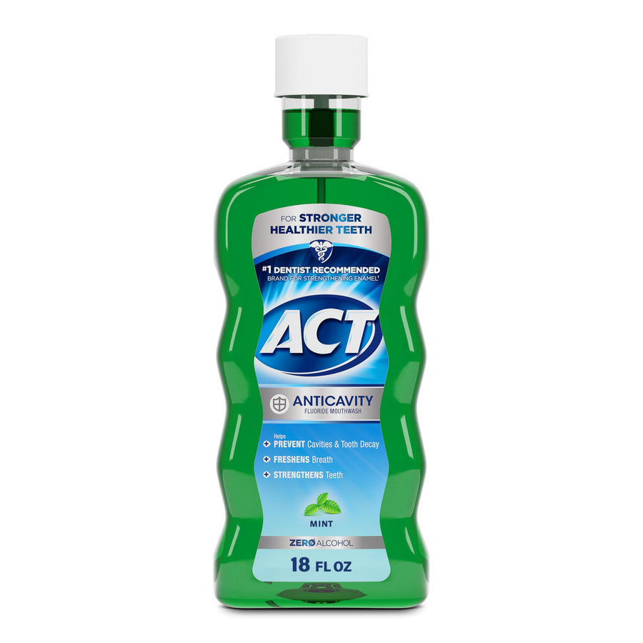 Unisom ACT Anticavity Zero Alcohol Fluoride Mouthwash, Mint, 18 fl oz