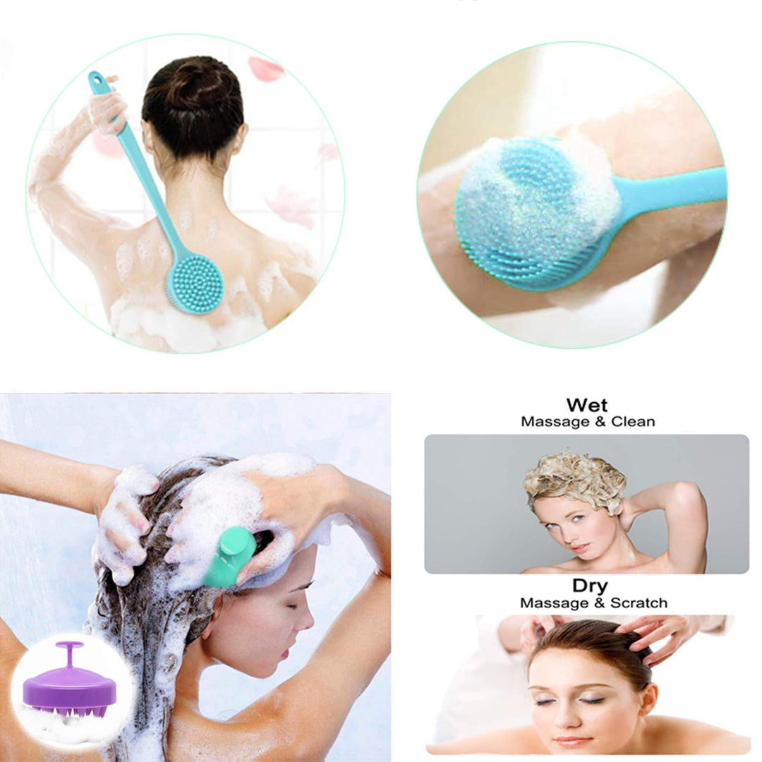 Cinlitek Silicone Back Scrubber And Scalp Massager Brush, 2 Count