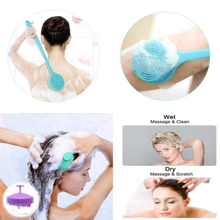 Cinlitek Silicone Back Scrubber And Scalp Massager Brush, 2 Count