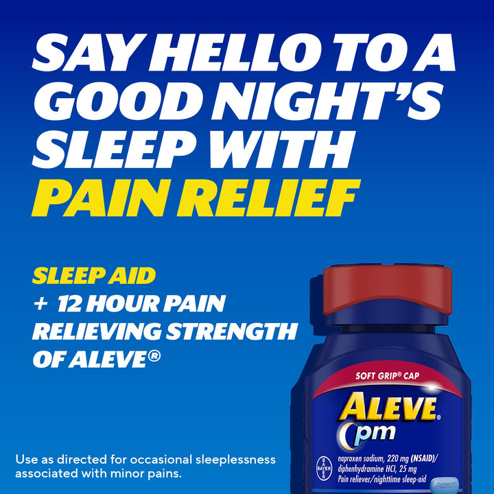 Aleve PM Sleep Aid Plus Pain Reliever Caplets, Nighttime, 120 Count