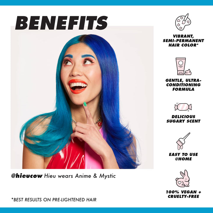 Lime Crime Unicorn Full Coverage Hair Dye, Anime Candy Blue