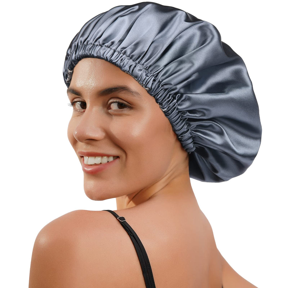 YANIBEST Silk Bonnet for Sleeping, Ash Blue, L
