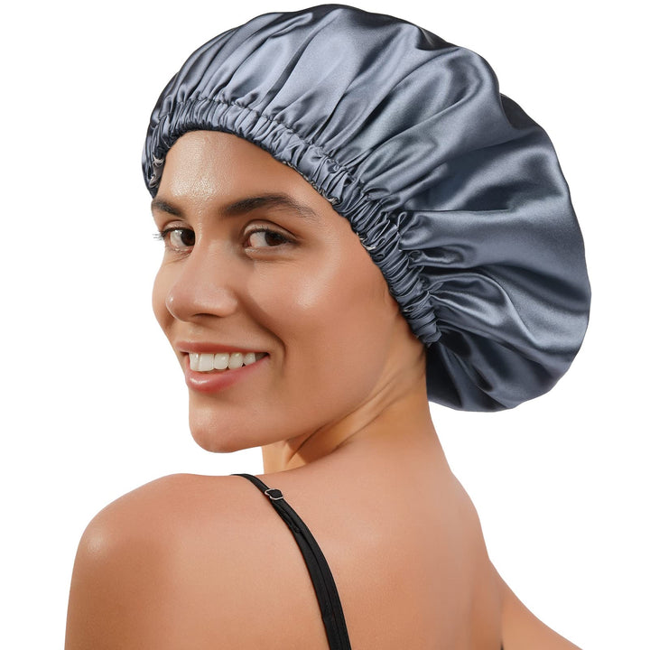 YANIBEST Silk Bonnet for Sleeping, Ash Blue, L