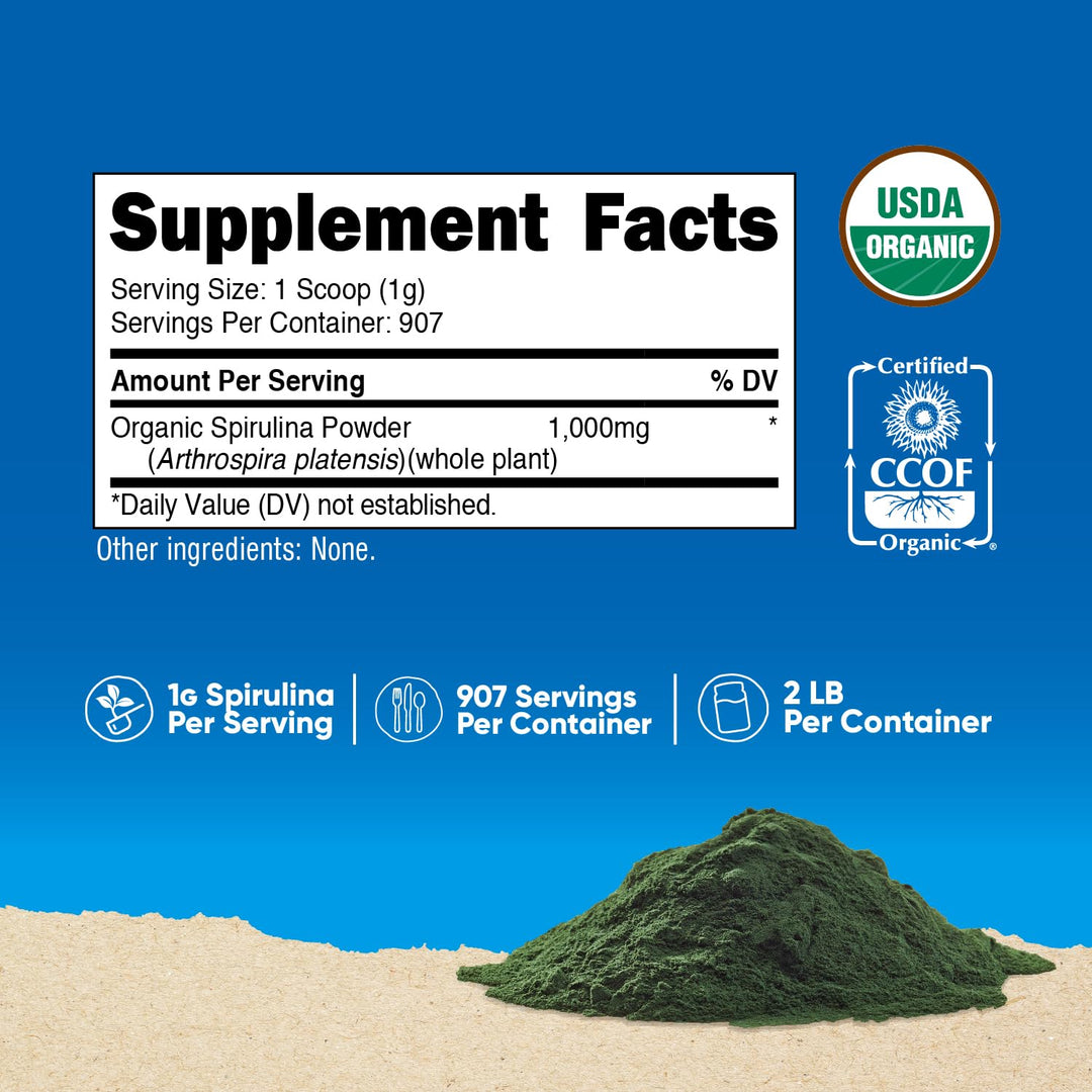 Nutricost Organic Spirulina Powder, 2 lb