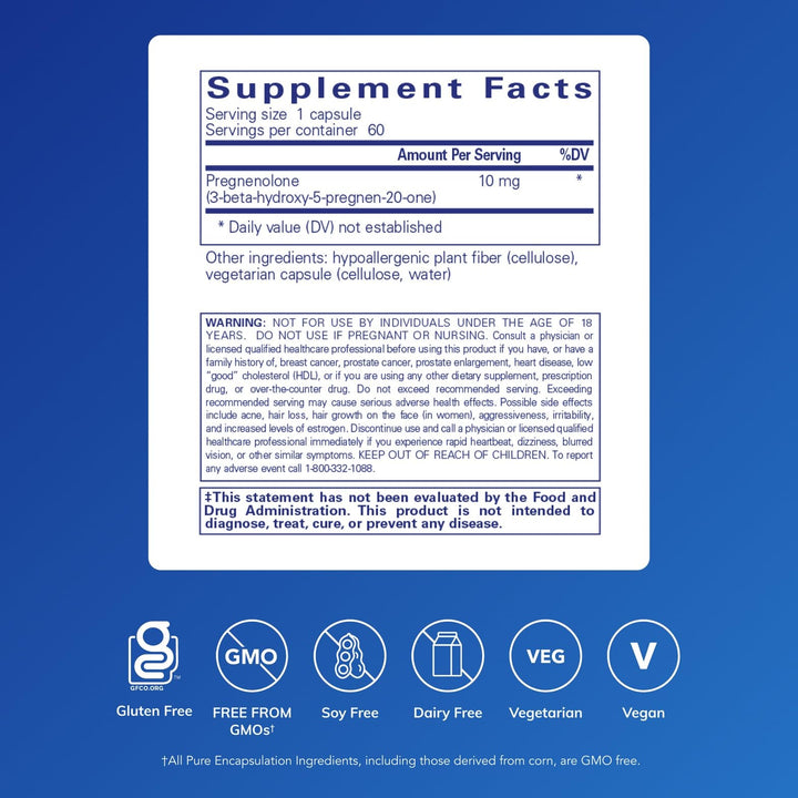 Pure Encapsulations Pregnenolone Capsules, 10 mg, 60 Count