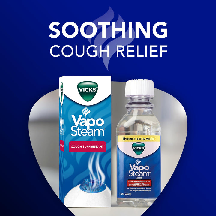Vicks VapoSteam Medicated Liquid Camphor Cough Suppressant, 8 oz