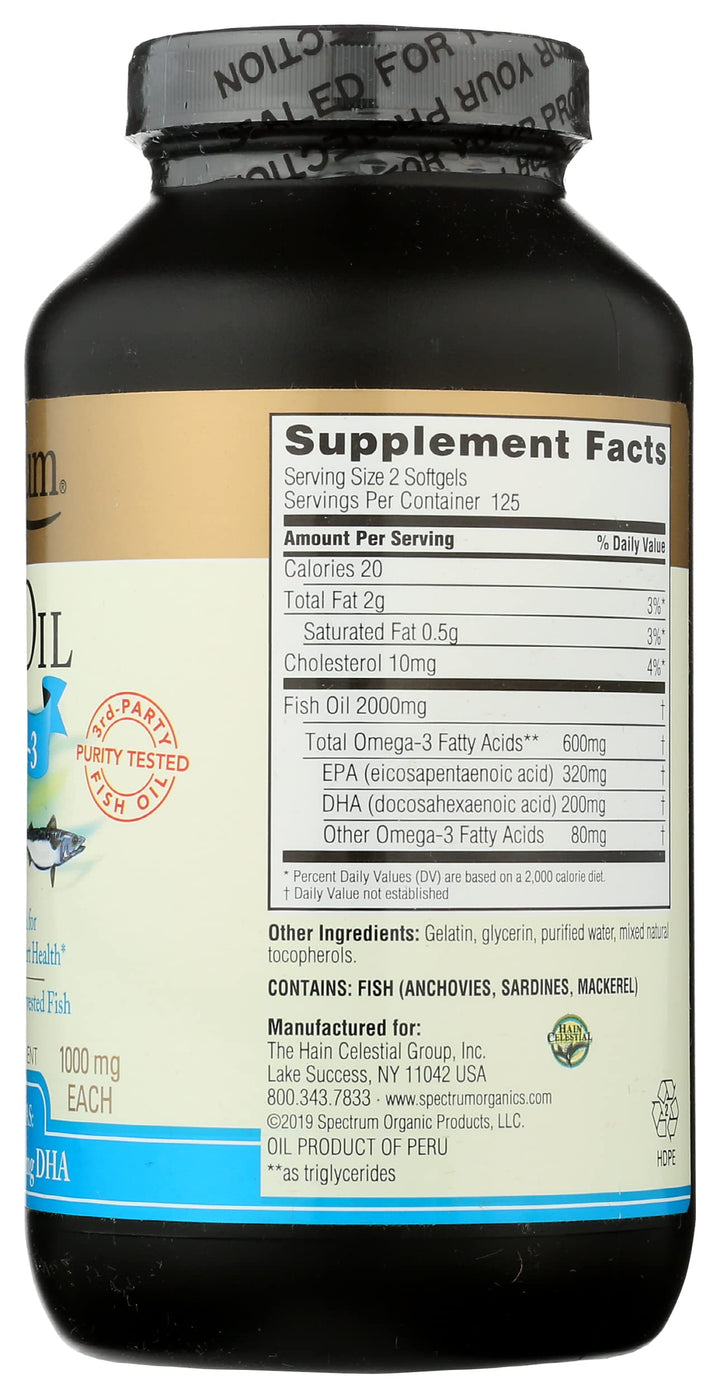 Spectrum Essentials Fish Oil Softgels, 250 Count