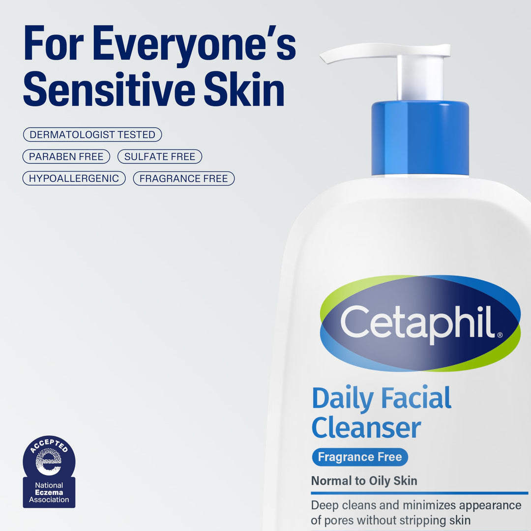 Cetaphil Daily Facial Cleanser, Oily And Combination Skin, 16 oz