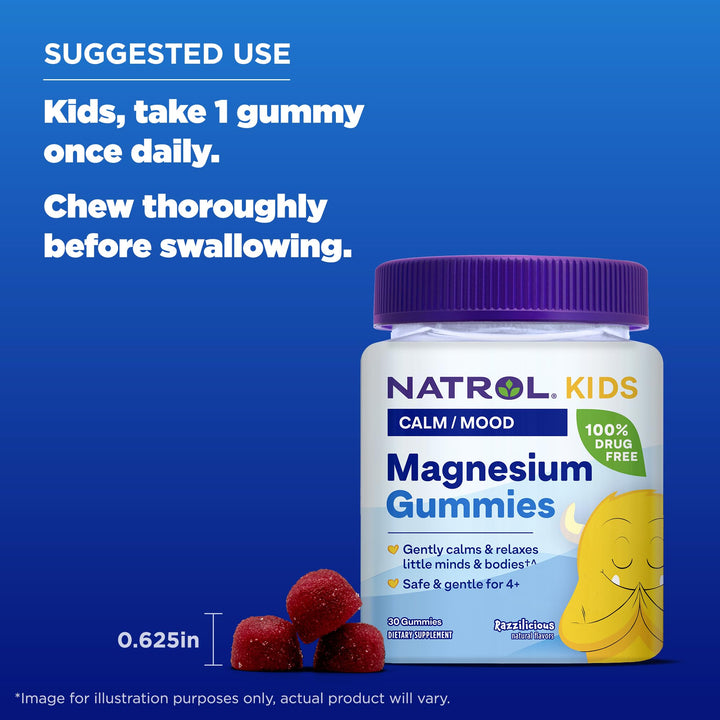 Natrol Kids Magnesium Citrate Gummies, Razzilicious, 30 Count