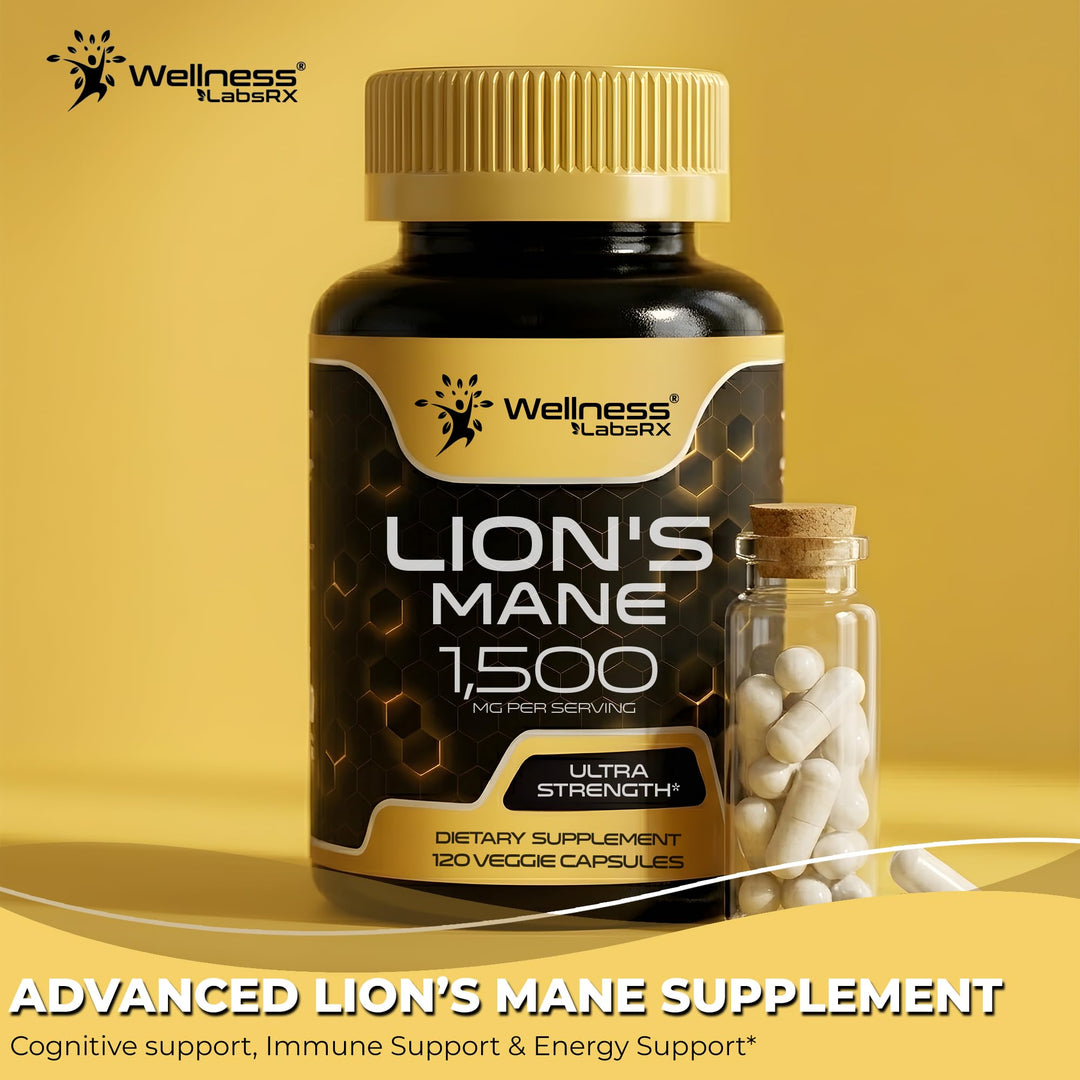 WELLNESS LABSRX Lion's Mane Supplement Capsules, 120 Count