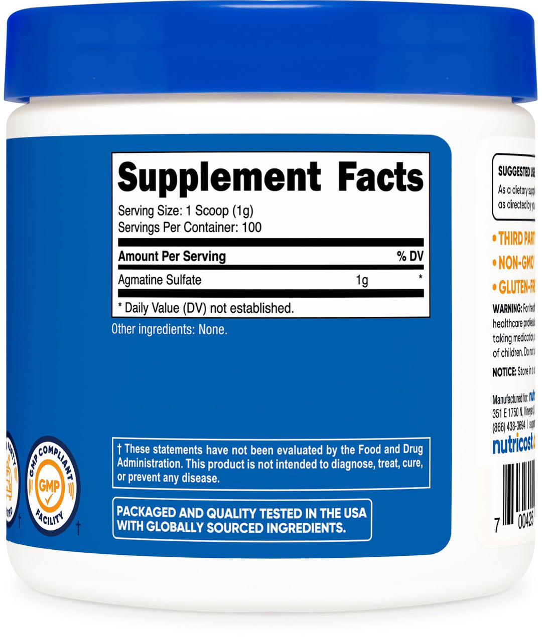 Nutricost Agmatine Powder, 100 Servings