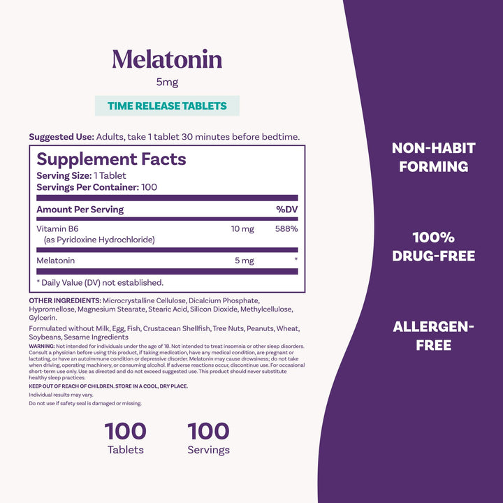 Natrol Melatonin Time Release, 5 mg, 100 Count