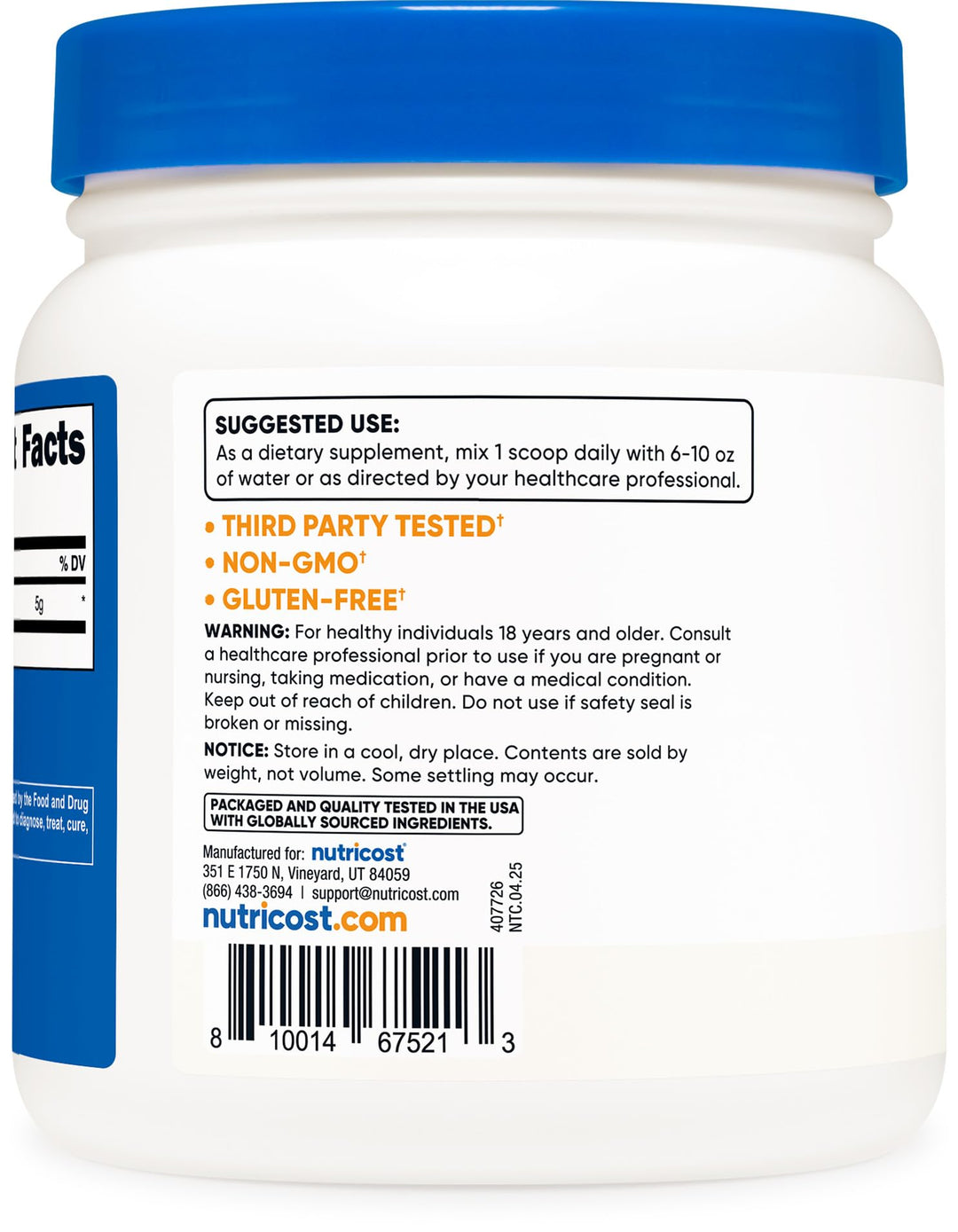 Nutricost L-Glutamine Powder, Unflavored, 500 g