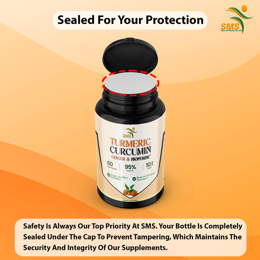SMSHEALTHPRODUCTS.com Turmeric Curcumin with Ginger and Black Pepper, 95% Curcuminoids
