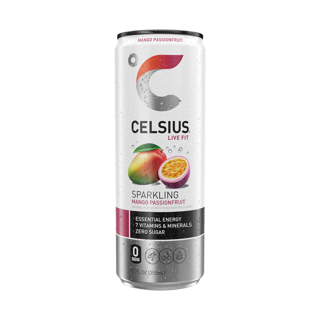 CELSIUS Sparkling Mango Passionfruit, 12 fl oz, Pack of 12