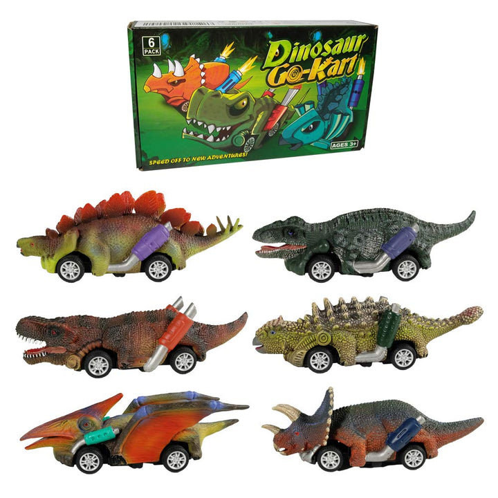 DINOBROS Pull Back Dinosaur Cars, 6 Count