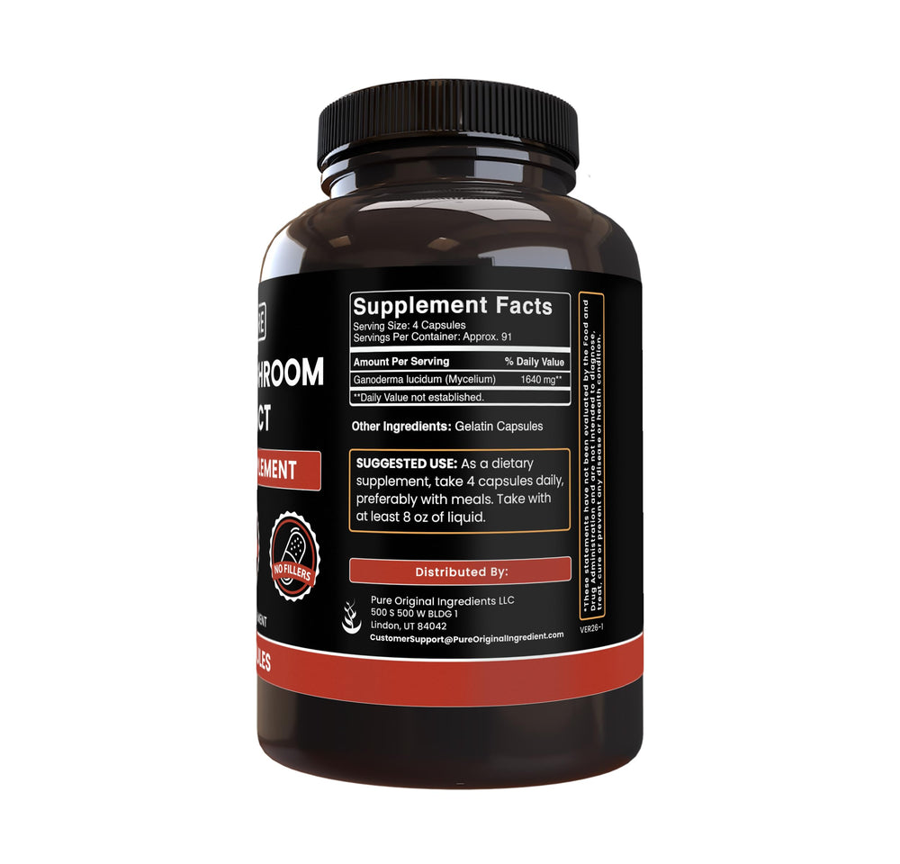 Pure Original Ingredients Reishi Mushroom Extract, 365 Count