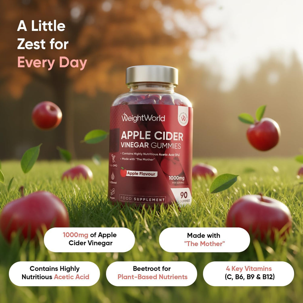 WeightWorld Apple Cider Vinegar Gummies, Apple Flavour, 1000mg, 90 Count