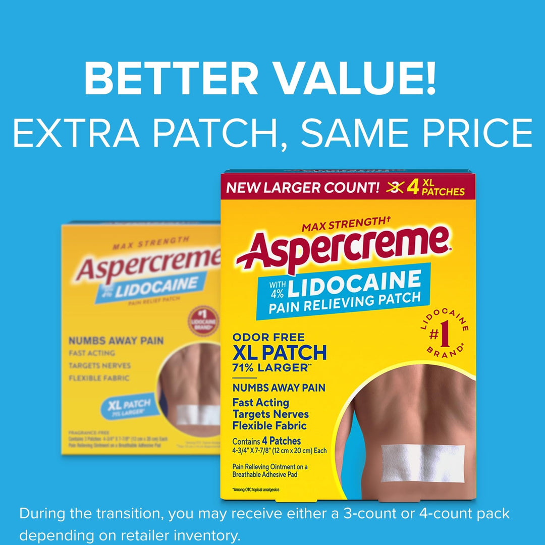 Aspercreme Lidocaine Pain Relief Patch, 4 Count