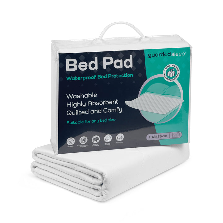 GuardedSleep Waterproof Bed Protector Pad, White, Double and Single