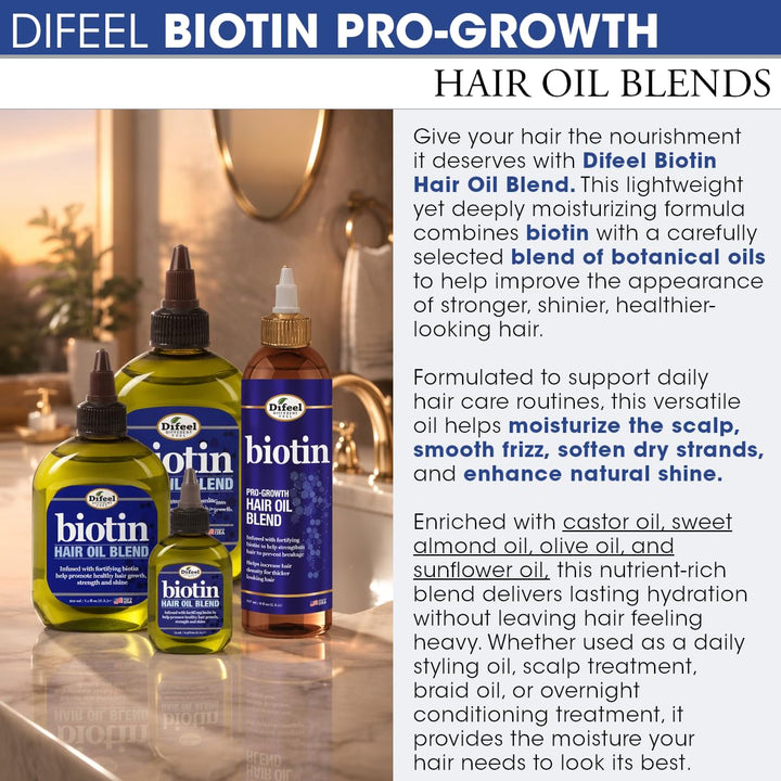 Difeel Biotin Progrowth Premium Hair Oil, 8 oz