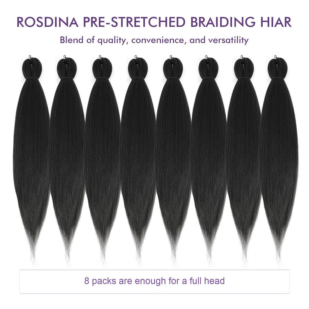 ROSDINA Pre-Stretched Braiding Hair, 2#, 8 Count