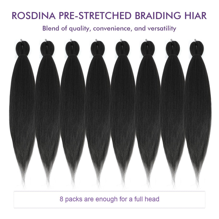 ROSDINA Pre-Stretched Braiding Hair, 2#, 8 Count