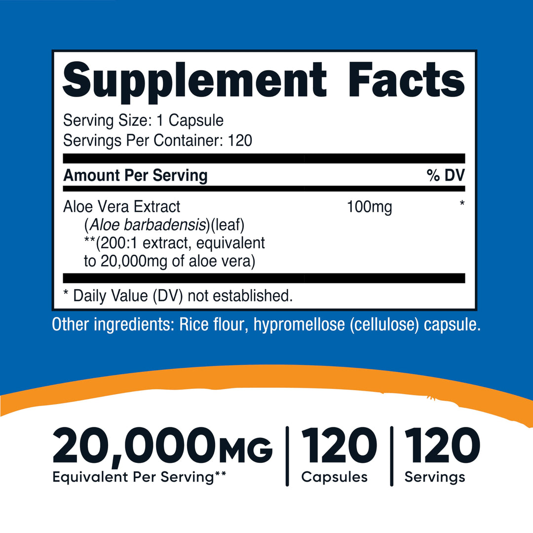 Nutricost Aloe Vera Extract Capsules, 120 Count