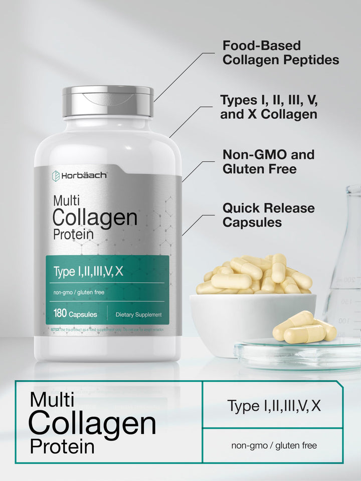 Horbäach Multi Collagen Protein, 2000 mg, 180 Count