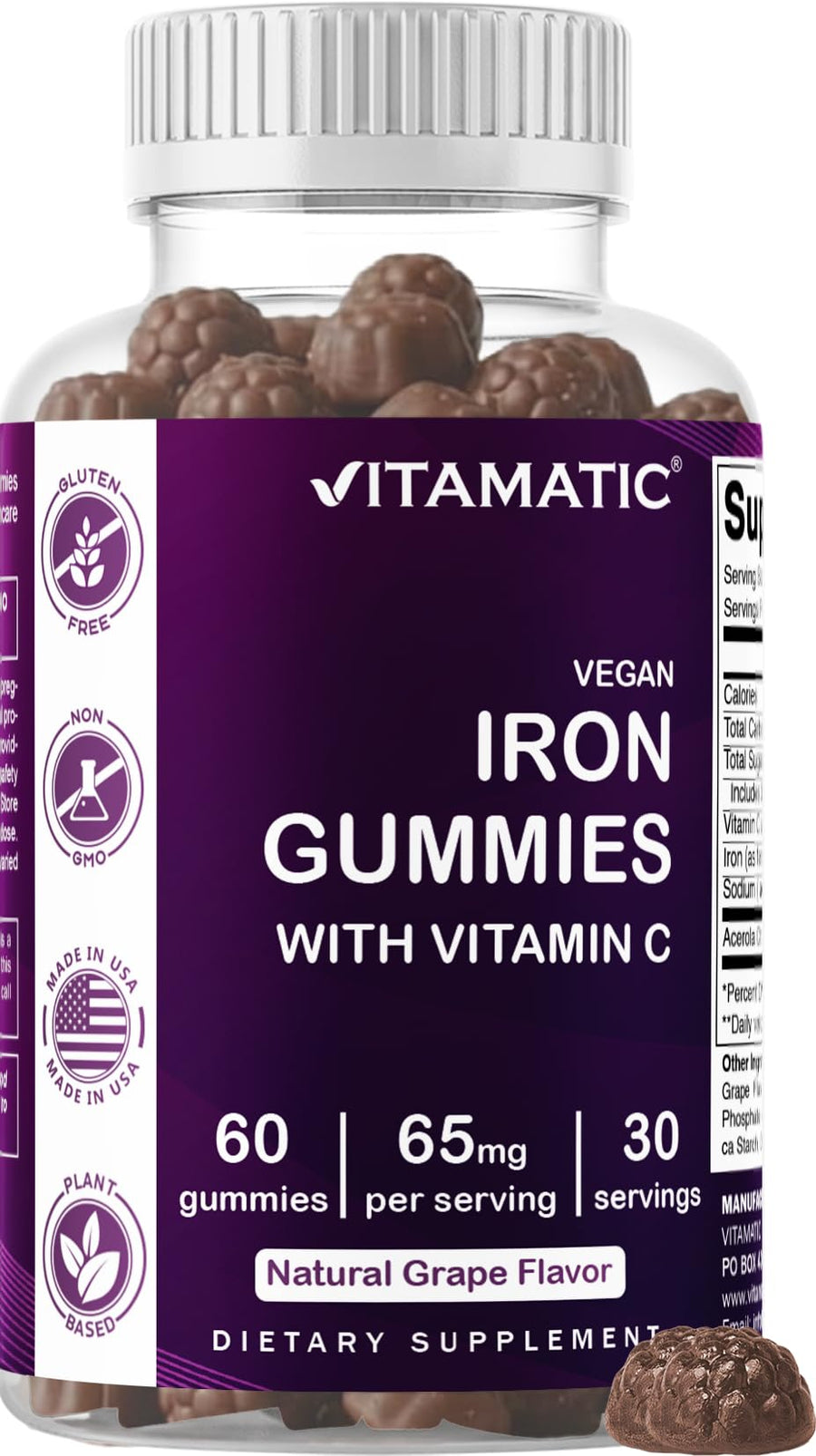Vitamatic Iron 65 mg With Vitamin C, 60 Count