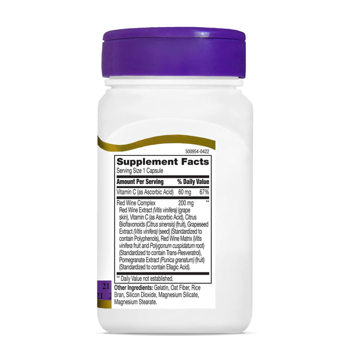 21st Century Resveratrol Red Wine Extract Capsules, 90 Count