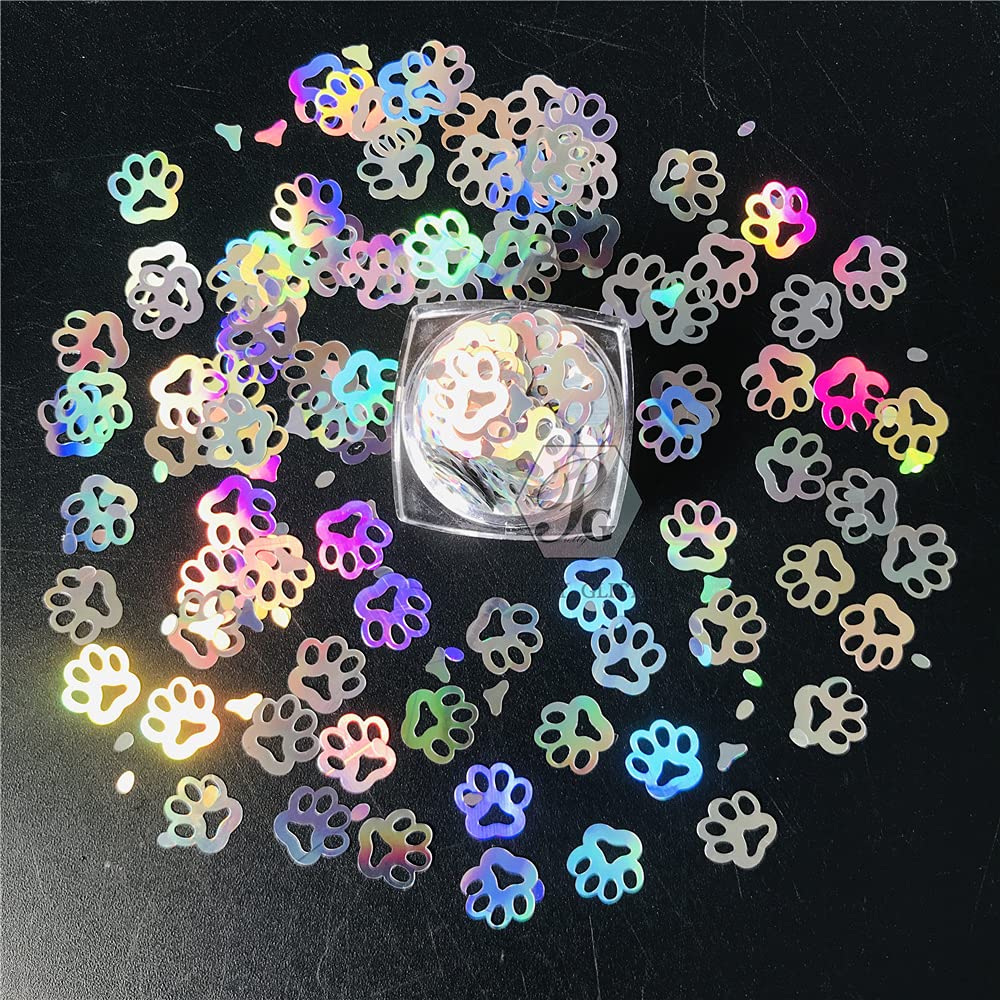PrettyG Qute Paw Print Glitter, Silver, 10 g