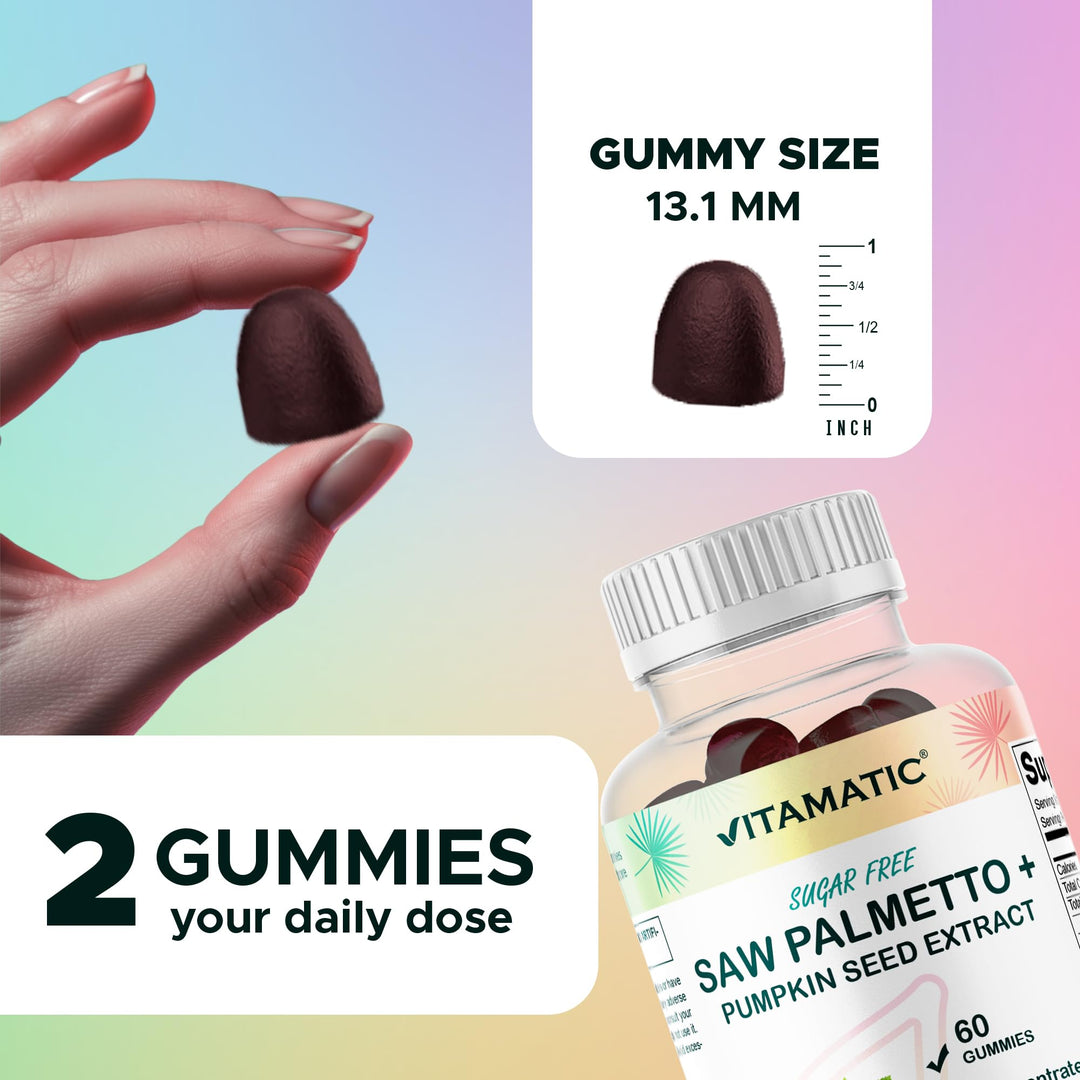 Vitamatic Saw Palmetto & Pumpkin Seed Gummies, Raspberry, 60 Count