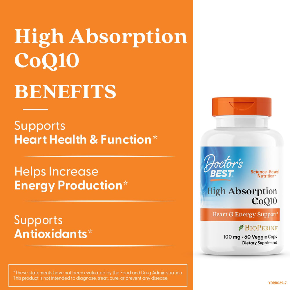 Doctor's Best High Absorption CoQ10 with BioPerine, 100 mg, 60 Count