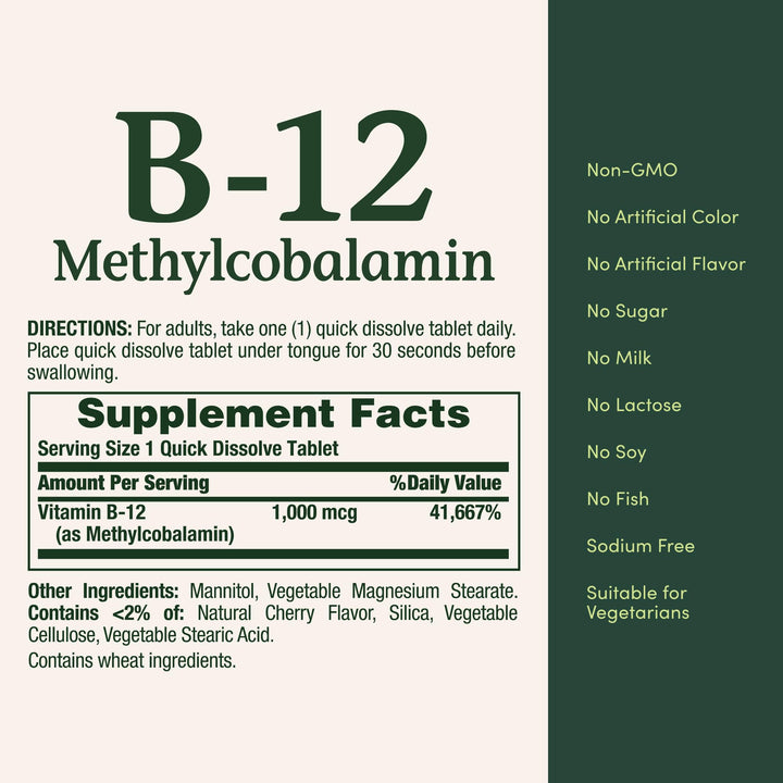 Nature's Bounty Vitamin B12, 60 Count