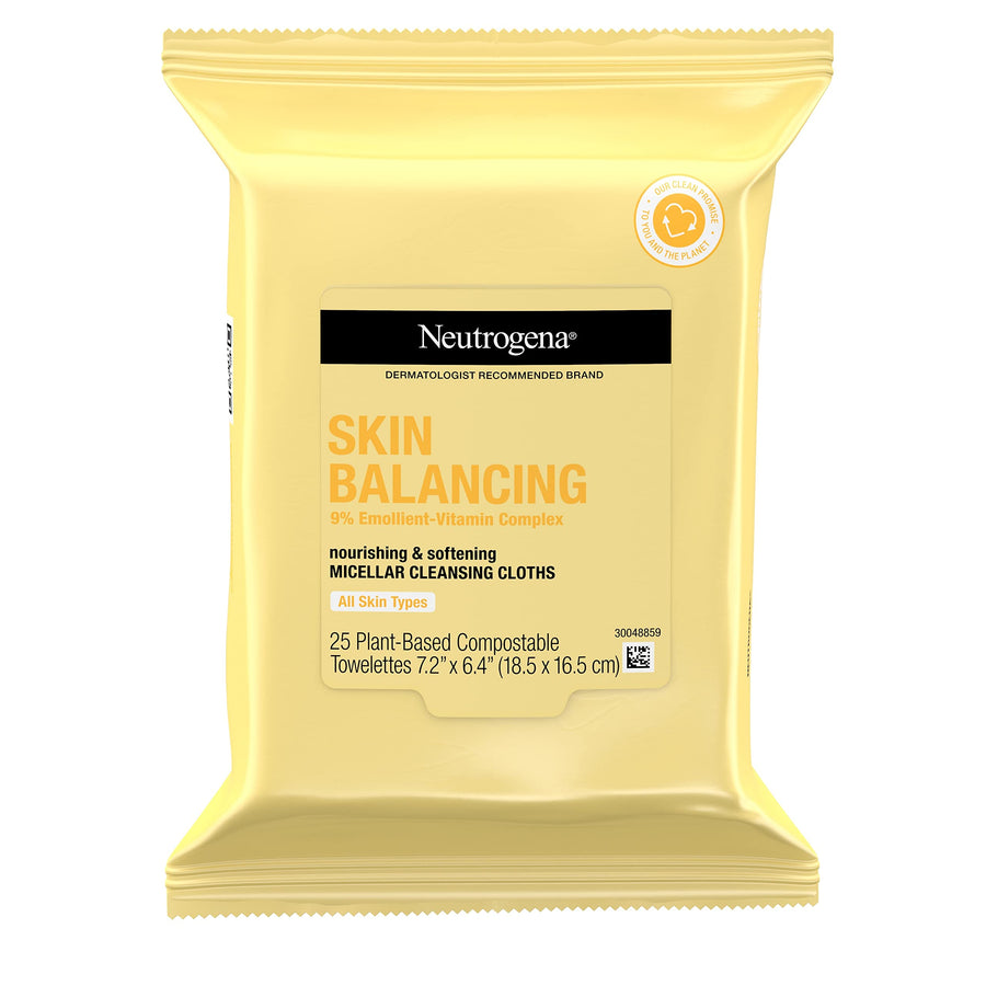 Neutrogena Skin Balancing Micellar Cleansing Cloths, 25 Count