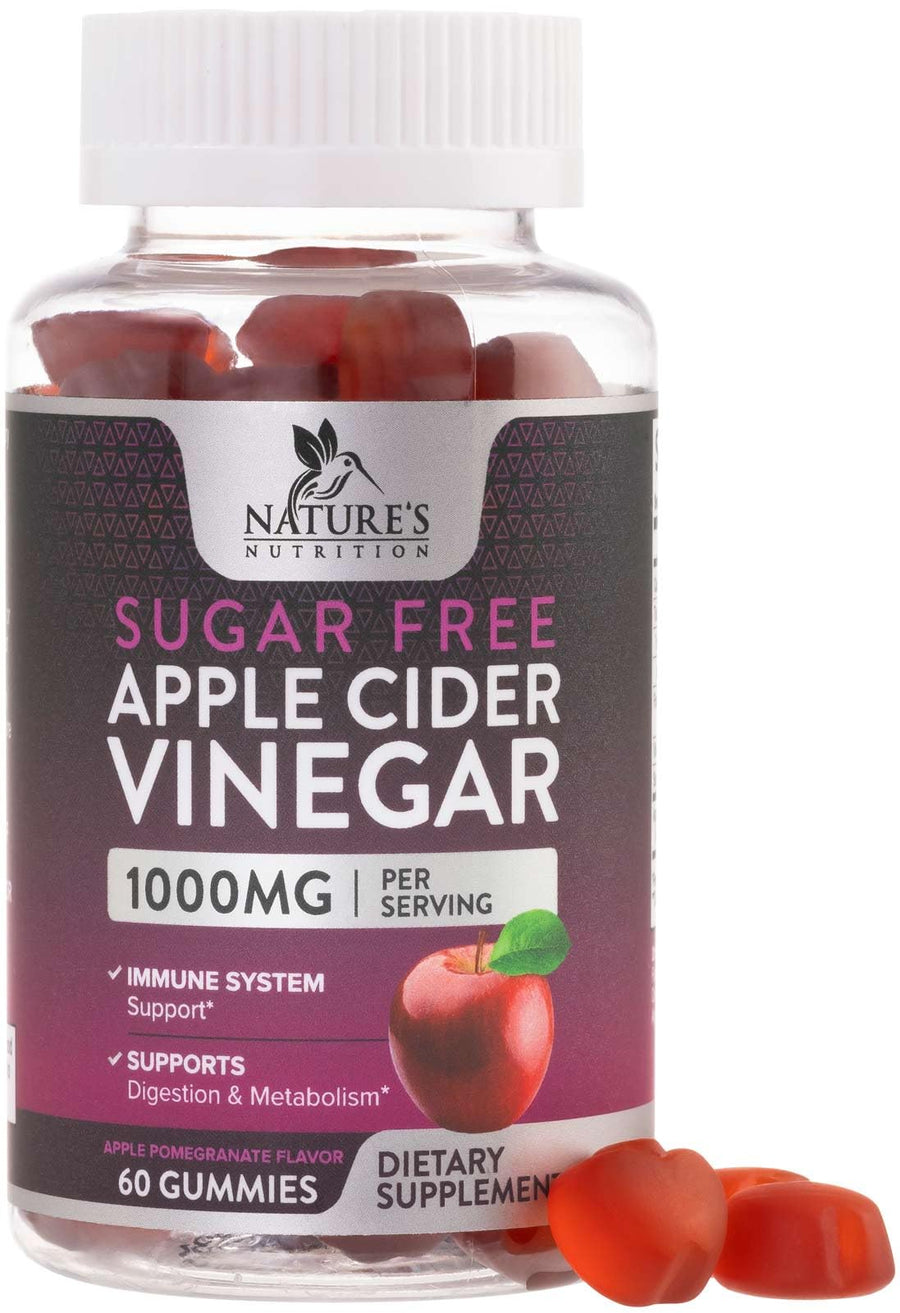 Nature's Nutrition Apple Cider Vinegar Gummies, Sugar Free, 60 Count