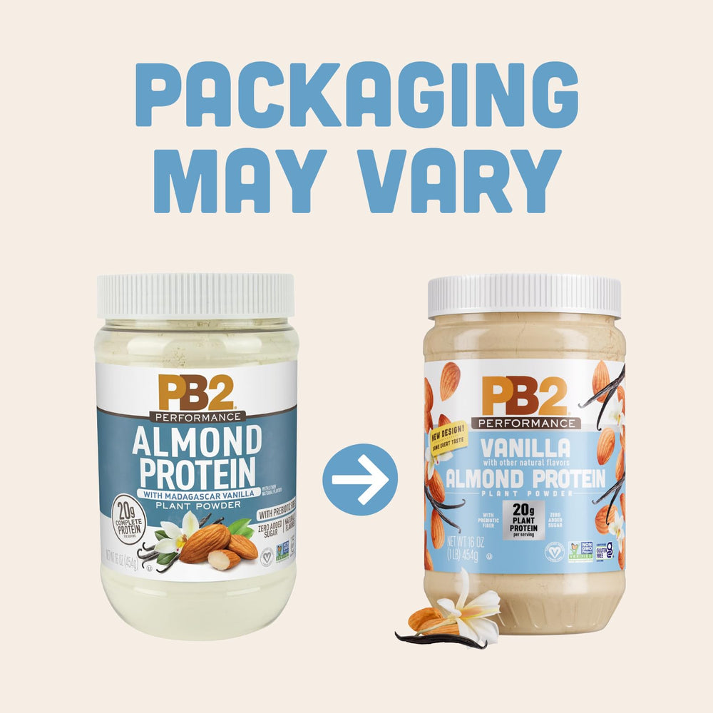 PB2 Performance Almond Plant Based Vegan Protein Powder, Almond with Madagascar Vanilla, 1 lb