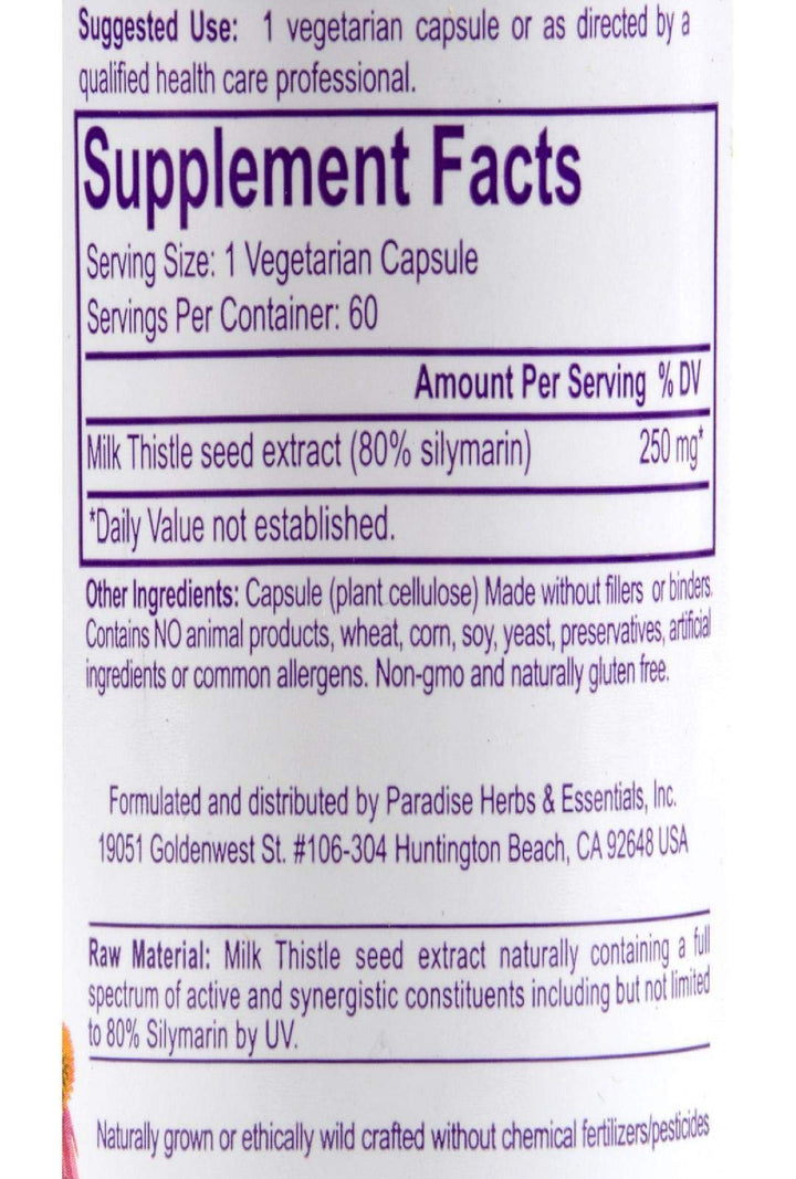 Paradise Herbs Milk Thistle, 60 Count