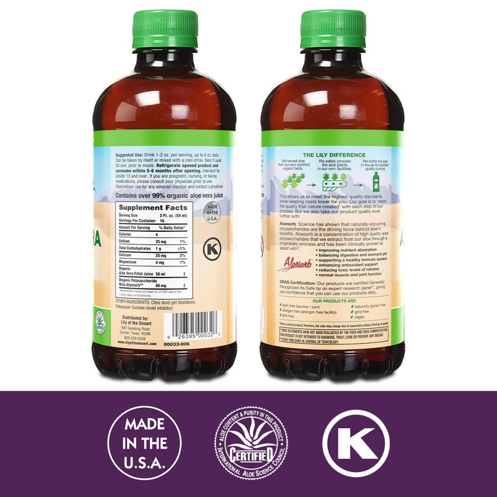 Lily Of The Desert Aloe Vera Juice, Inner Fillet, 32 fl oz
