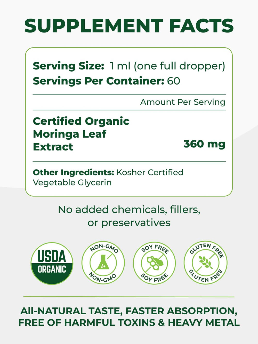 PURA VIDA MORINGA Moringa Oleifera Leaf Extract Drops, 2 oz