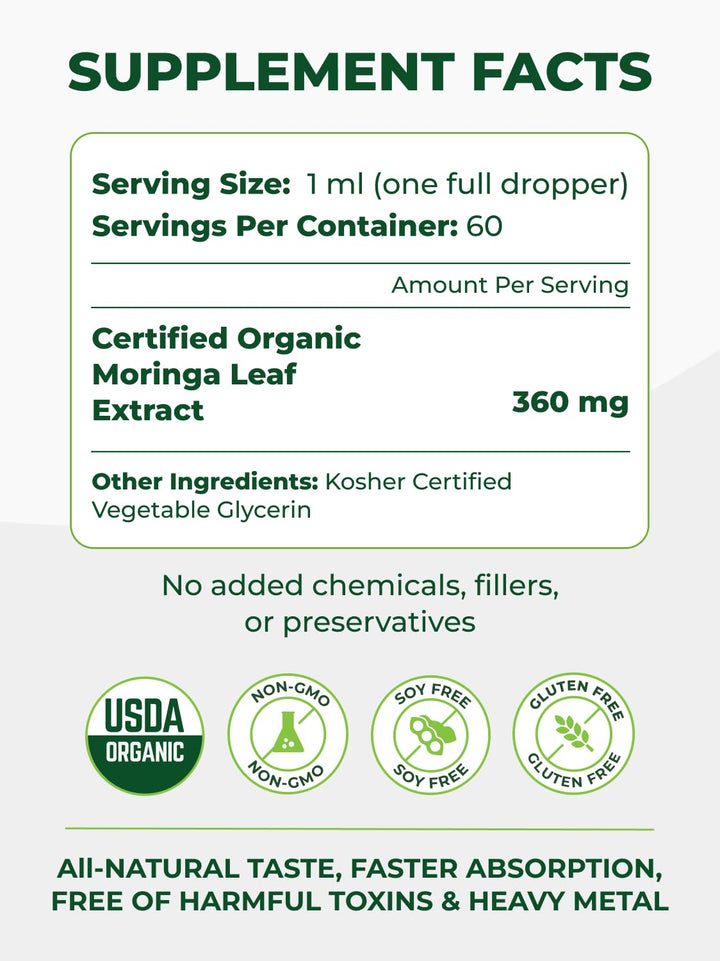 PURA VIDA MORINGA Moringa Oleifera Leaf Extract Drops, 2 oz