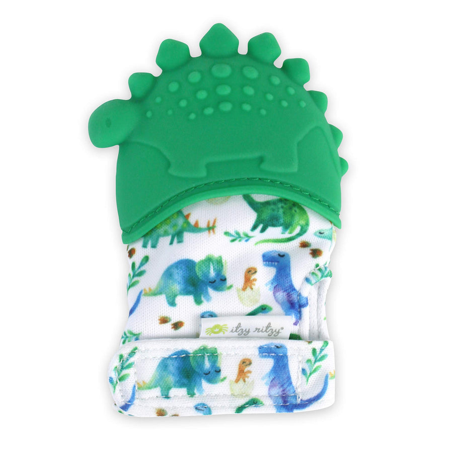 Itzy Ritzy Silicone Teething Mitt, Green Dinosaur