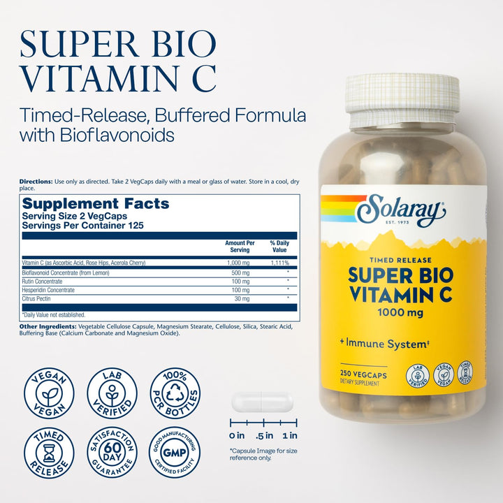 SOLARAY Super Bio Vitamin C, Timed-Release, 250 Count